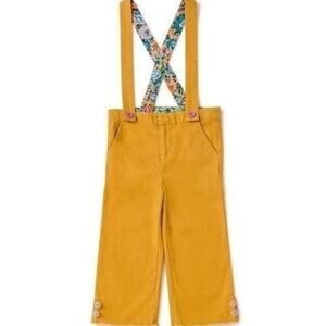 Matilda Jane Mustard New Path Pants with Overall Suspenders Toddler Size 2